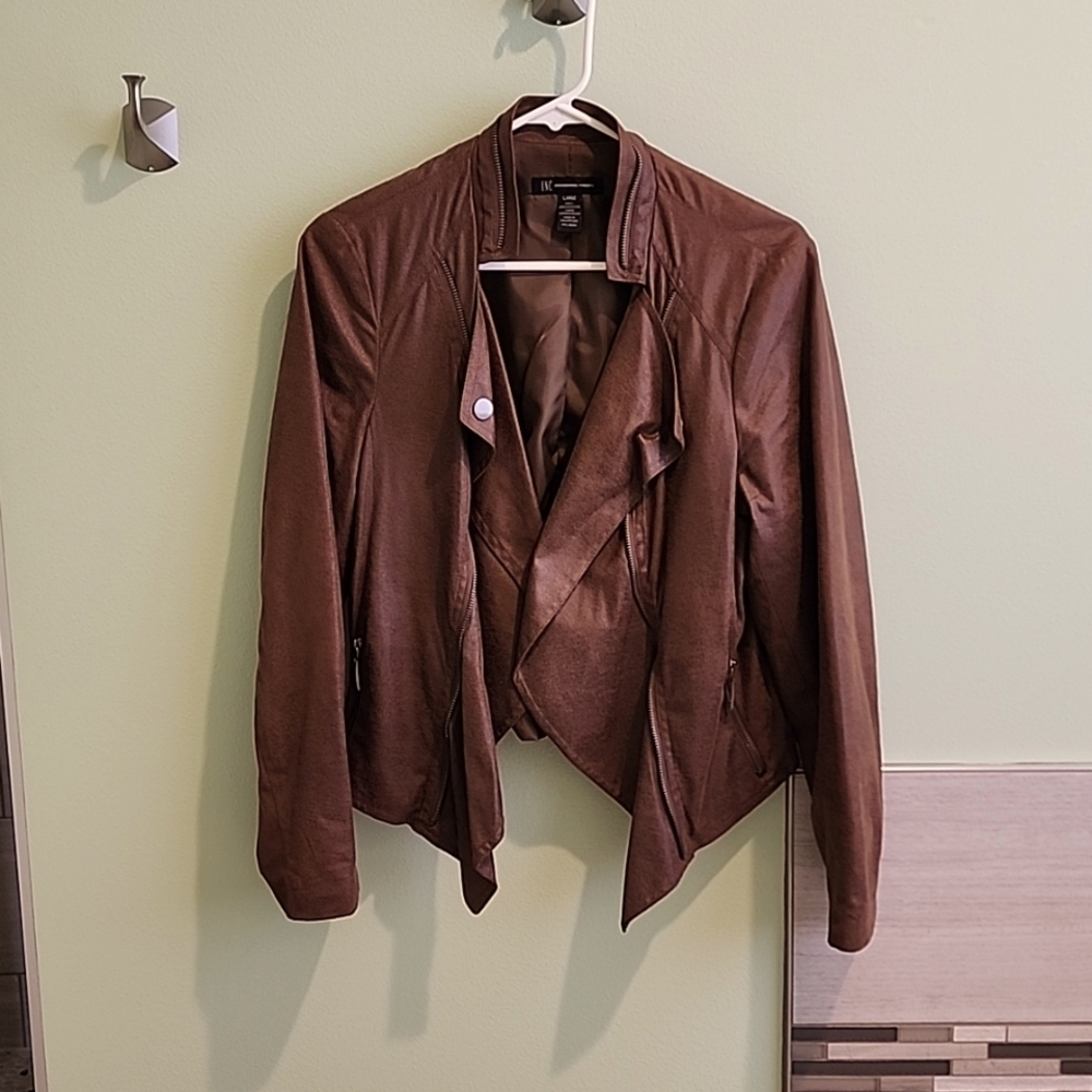 🌟LIKE NEW🌟NO DEFECTS🌟INC Faux-Suede Moto Jacket, Created for Macy's Sz Lg